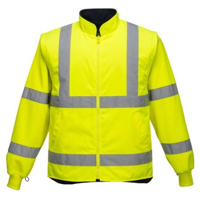 Munkavédelmi kabát, kéttónusú, 5 az 1-ben, L méret "Essential", sárga-tengerészkék