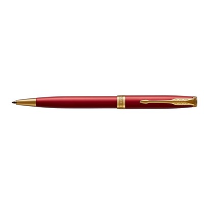 Golyóstoll, 1 mm, rotációs, piros tolltest, arany klip, PARKER "Royal Sonnet", kék
