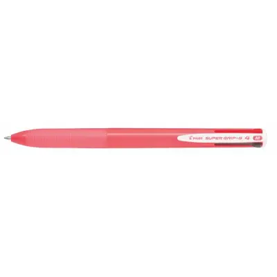 Golyóstoll, 0,27 mm, nyomógombos, rózsaszín tolltest, PILOT "Super Grip G", négyszínű
