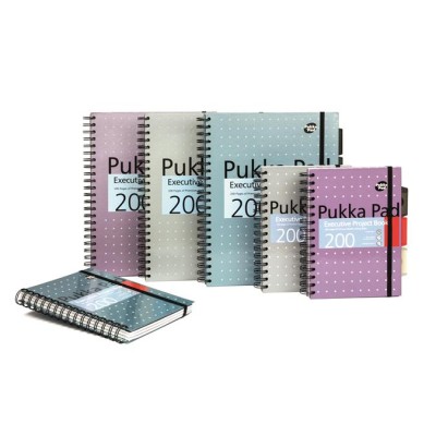Spirálfüzet, A5, vonalas, 100 lap, PUKKA PAD "Metallic Project Book", vegyes szín