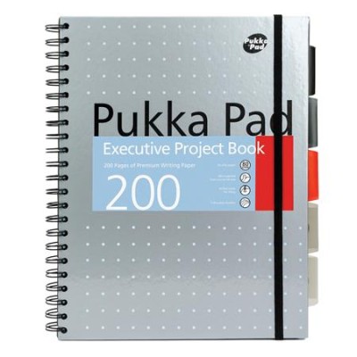 Spirálfüzet, A4+, vonalas, 100 lap, PUKKA PAD "Metallic Project Book", vegyes szín