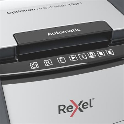 Iratmegsemmisítő, mikrokonfetti, 150 lap, REXEL "Optimum AutoFeed+ 150M"