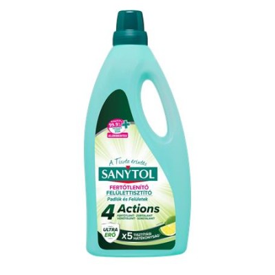 Felület tisztító-és fertőtlenítőszer, 1 l, SANYTOL "4 Actions", lime