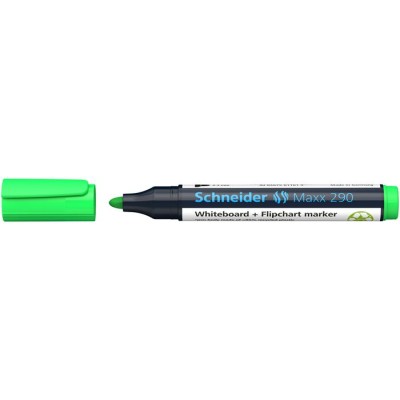 Tábla- és flipchart marker, 2-3 mm, kúpos, SCHNEIDER "Maxx 290", világoszöld