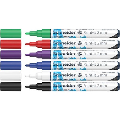 Dekormarker készlet, akril, 2 mm, SCHNEIDER "Paint-It 310", 6 különböző szín