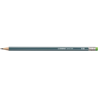 Grafitceruza radírral, HB, hatszögletű, STABILO "Pencil 160", olajzöld