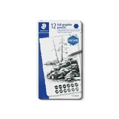 Grafitrúd készlet, fém doboz, hatszögletű, STAEDTLER "Mars Lumograph 100G" 12 különböző keménység