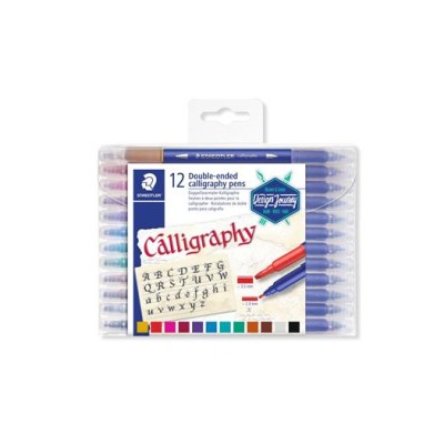 Kalligrafikus marker készlet, 2,0/3,5 mm, kétvégű, STAEDTLER "3005", 12 szín