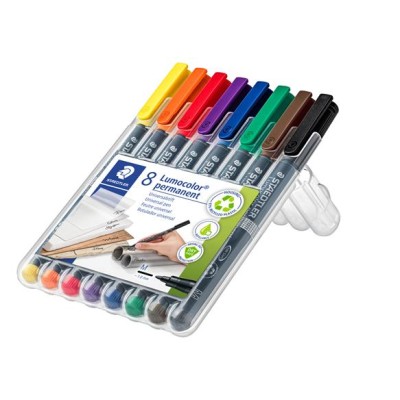 Alkoholos marker készlet, OHP, 1 mm, STAEDTLER "Lumocolor® 317 M", 8 különböző szín