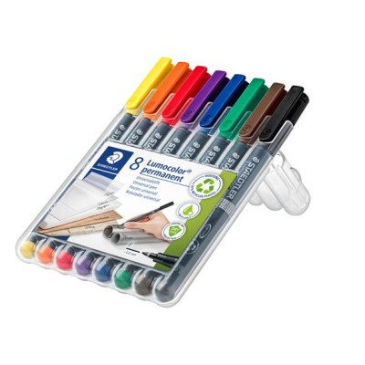 Alkoholos marker készlet, OHP, 0,6 mm, STAEDTLER "Lumocolor® 318 F", 8 különböző szín