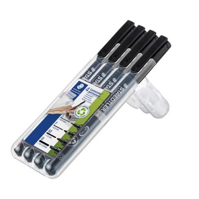 Alkoholos marker készlet, OHP, STAEDTLER "Lumocolor® 31", 4 különböző vonalvastagság, fekete