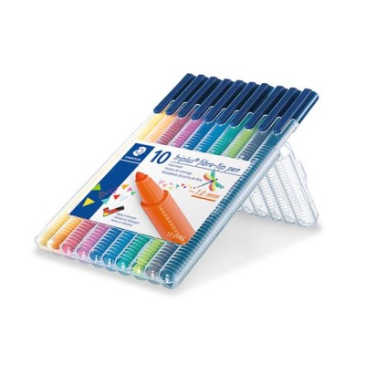 Rostirón készlet, 1 mm, STAEDTLER "Triplus 323", 10 különböző szín