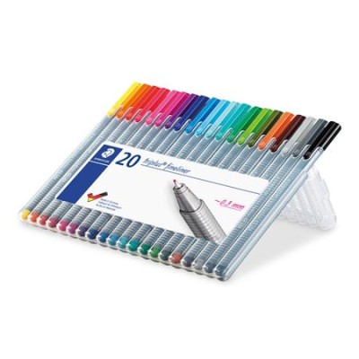 Tűfilc készlet, 0,3 mm, STAEDTLER "Triplus 334", 20 különböző szín