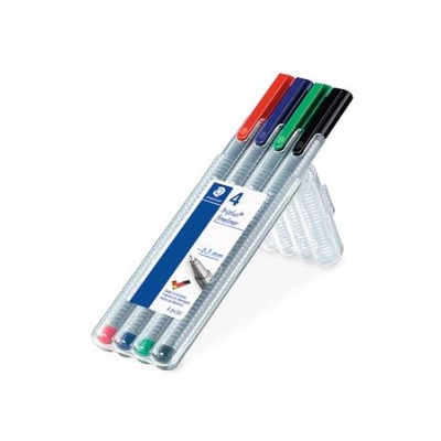 Tűfilc készlet, 0,3 mm, STAEDTLER "Triplus  334", 4 különböző szín