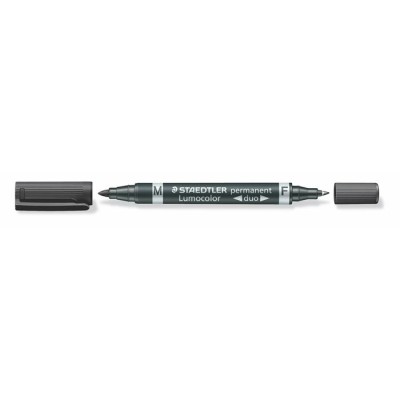 Alkoholos marker, 0,6/1,5 mm, kúpos, kétvégű, STAEDTLER "Lumocolor® duo 348", fekete