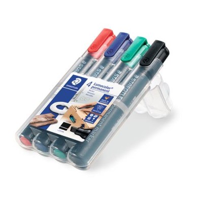 Alkoholos marker készlet, 2-5 mm, vágott, STAEDTLER "Lumocolor® 350", 4 különböző szín