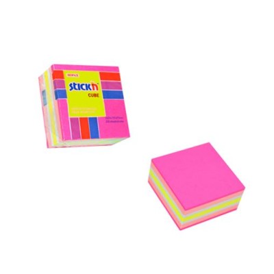 Öntapadó jegyzettömb, 51x51 mm, 250 lap, STICK N, neon rózsaszín