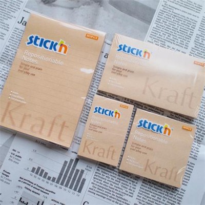 Öntapadó jegyzettömb, 76x127 mm, 100 lap, STICK N "Kraft Notes", barna