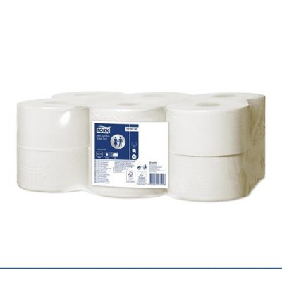 Toalettpapír, T2 rendszer, 2 rétegű, 18, 8 cm átmérő, Advanced, TORK "Mini Jumbo", fehér