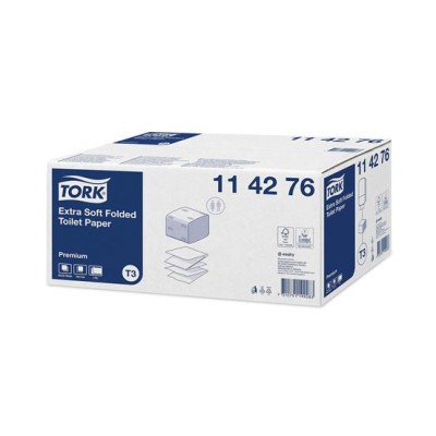 Toalettpapír, T3 rendszer, 2 rétegű, Premium, TORK "Extra Soft Folded", fehér