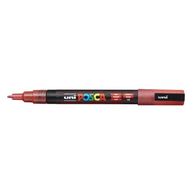 Dekormarker, 0,9-1,3 mm, UNI"Posca PC-3ML", fényes piros