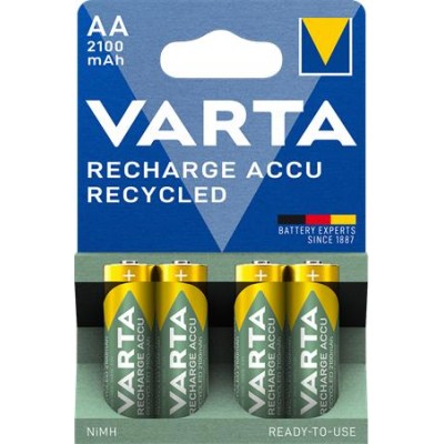 Tölthető elem, AA, ceruza, újrahasznosított, 4x2100 mAh, VARTA