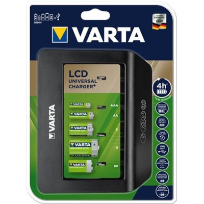 Elemtöltő, univerzális AA/AAA/C/D/9V, LCD kijelző, VARTA "Universal"