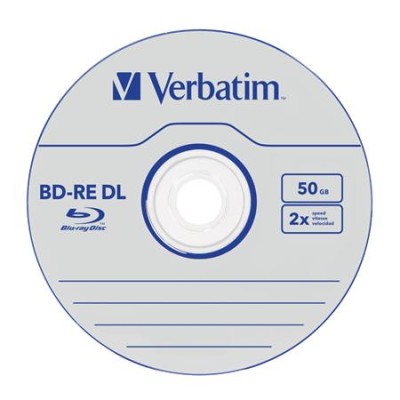 BD-RE BluRay lemez, kétrétegű, újraírható, 50GB, 2x, 1db, normál tok, VERBATIM