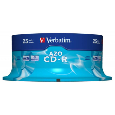 CD-R lemez, Crystal bevonat, AZO, 700MB, 52x, 25 db, hengeren VERBATIM "DataLife Plus"