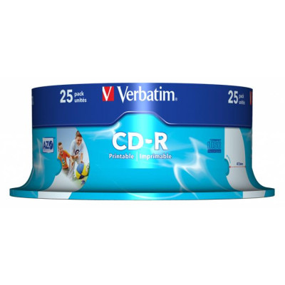 CD-R lemez, nyomtatható, matt, ID, AZO, 700MB, 52x, 25 db, hengeren, VERBATIM