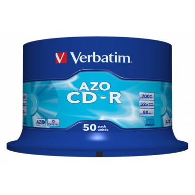 CD-R lemez, Crystal bevonat, AZO, 700MB, 52x, 50 db, hengeren VERBATIM "DataLife Plus"