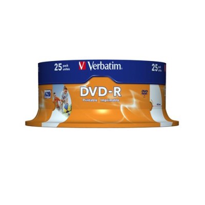 DVD-R lemez, nyomtatható, matt, ID, 4,7GB, 16x, 25 db, hengeren, VERBATIM