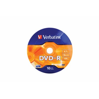 DVD-R lemez, 4,7GB, 16x, 10 db, zsugor csomagolás, VERBATIM