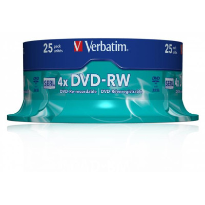 DVD-RW lemez, újraírható, 4,7GB, 4x, 25 db, hengeren, VERBATIM