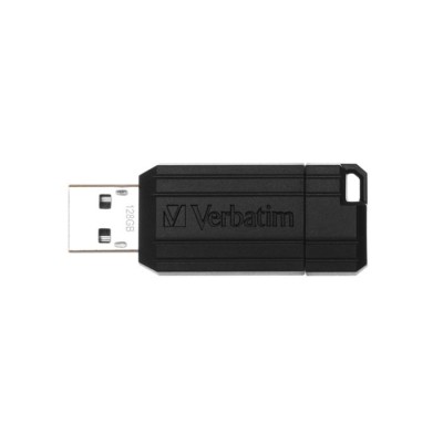 Pendrive, 128GB, USB 2.0, 10/4MB/sec, VERBATIM "PinStripe", fekete