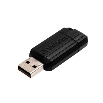 Pendrive, 128GB, USB 2.0, 10/4MB/sec, VERBATIM "PinStripe", fekete