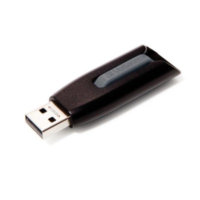 Pendrive, 128GB, USB 3.2, 80/25 MB/s, VERBATIM "V3", fekete-szürke