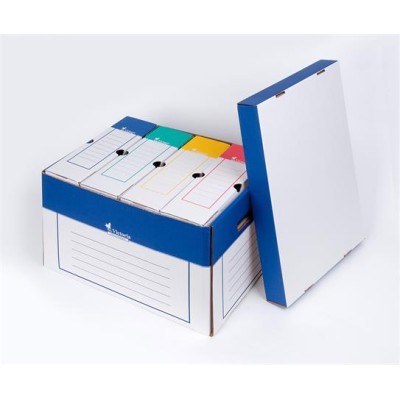 Archiválókonténer, 320x460x270 mm, karton, VICTORIA OFFICE, kék-fehér