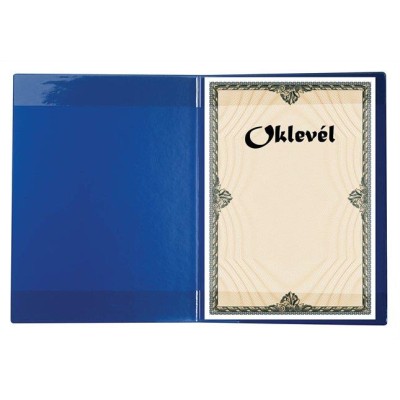 Oklevéltartó, plüss, A4, VICTORIA OFFICE, kék