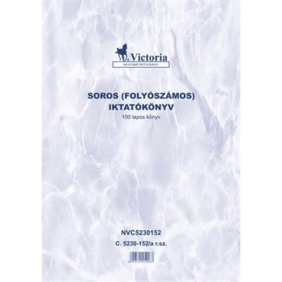 Nyomtatvány, iktatókönyv, 100 lap, A4, VICTORIA PAPER "C.5230-152"