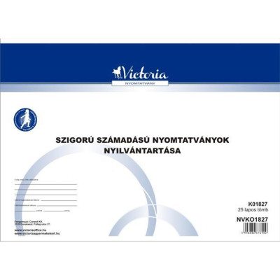 Nyomtatvány, szigorú számadású nyomtatványok nyilvántartása, 25 lap, A4, VICTORIA PAPER, 10 tömb/csomag