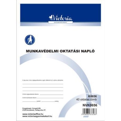 Nyomtatvány, munkavédelmi oktatási napló, 40 oldal, A4, VICTORIA PAPER, 10 tömb/csomag