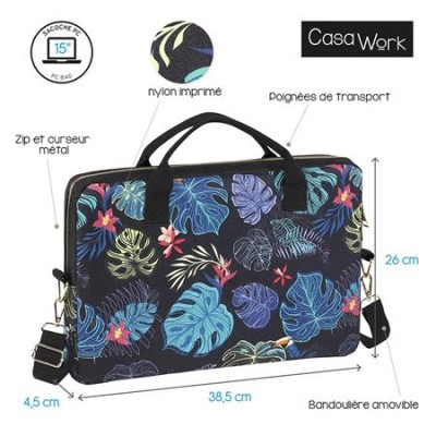 Notebook táska, 15", VIQUEL CASAWORK "Tropical", fekete-kék