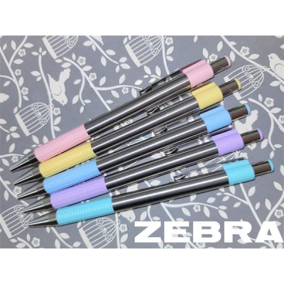 Golyóstoll, 0,24 mm, nyomógombos, rozsdamentes acél, pasztell-lila tolltest, ZEBRA "F-301", kék