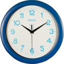 Falióra, 30 cm,  kék keretes, kék számokkal, SECCO "Sweep second"