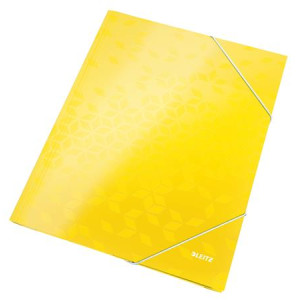 Gumis mappa, 15 mm, karton, A4, LEITZ "Wow", sárga