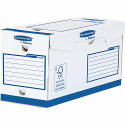 Archiválódoboz, extra erős, A4+, 200 mm, FELLOWES "Bankers Box Basic", kék- fehér