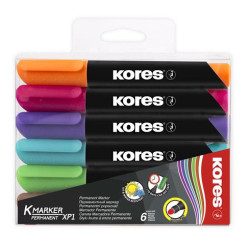 Alkoholos marker, 3-5 mm, kúpos, KORES "K-Marker", 6 különböző szín