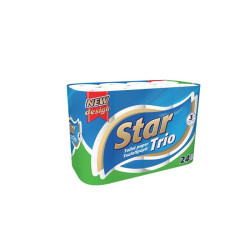 Toalettpapír, 3 rétegű, 24 tekercses, "Star"