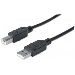 USB 2.0 nyomtató kábel, 3 m, MANHATTAN, fekete